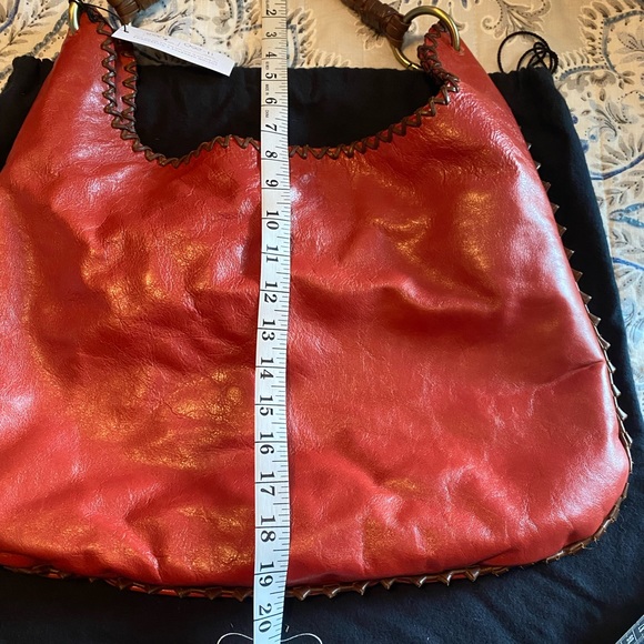 Custom made Anthony Luciano leather red brown hobo bag purse tassels - Picture 2 of 13